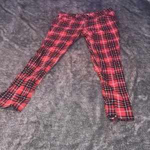Red plaid mens pants